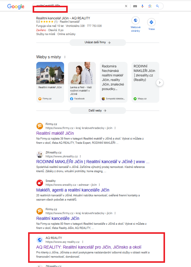 Realitni makleri Jicin - Google
